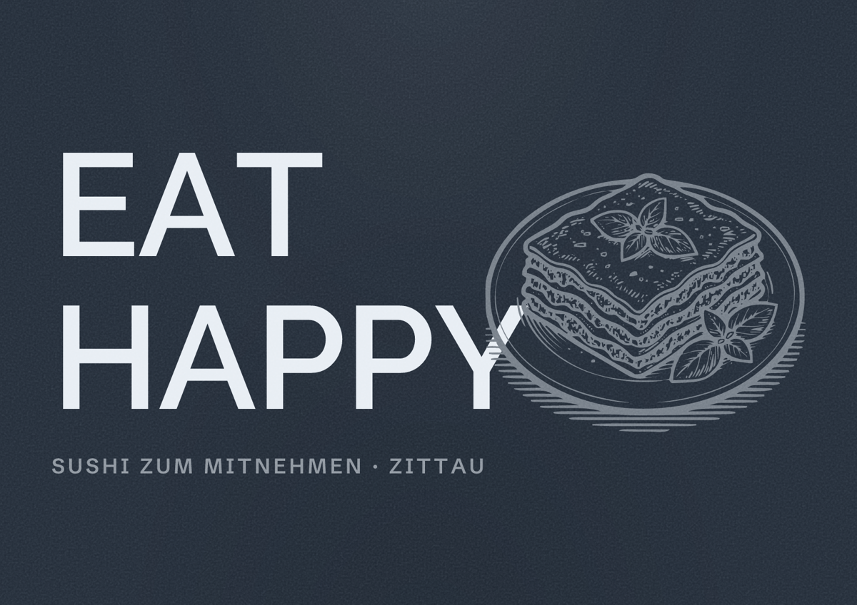 Illustriertes Poster von EAT HAPPY, Sushi zum Mitnehmen in Zittau