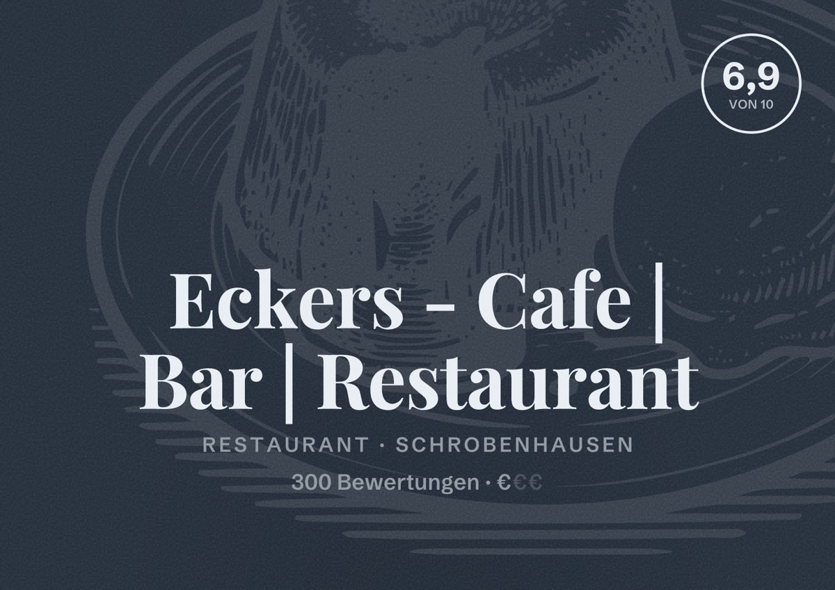 Illustriertes Poster von Eckers - Cafe | Bar | Restaurant, Restaurant in Schrobenhausen: Bewertung 6,9 von 10 aus 300 Bewertungen, Preisniveau €