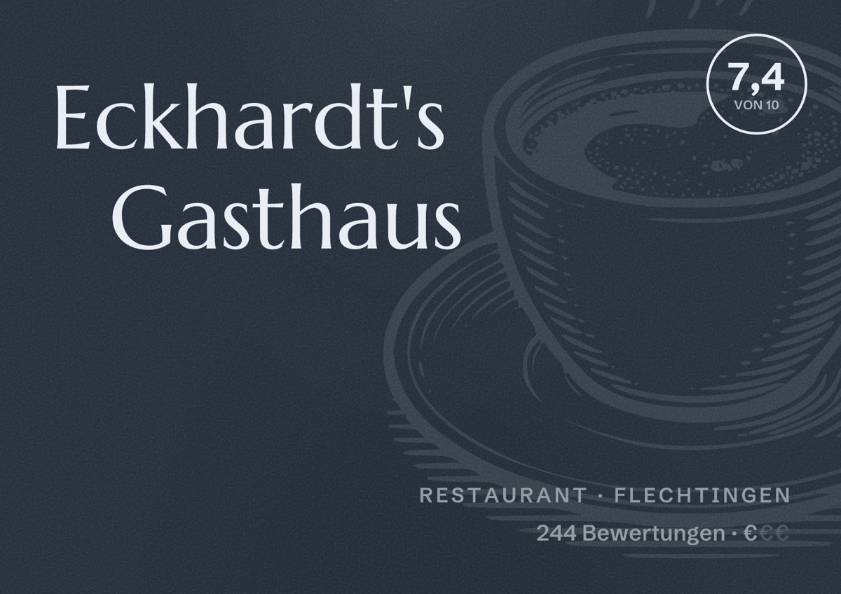 Illustriertes Poster von Eckhardt's Gasthaus, Restaurant in Flechtingen: Bewertung 7,4 von 10 aus 244 Bewertungen, Preisniveau €