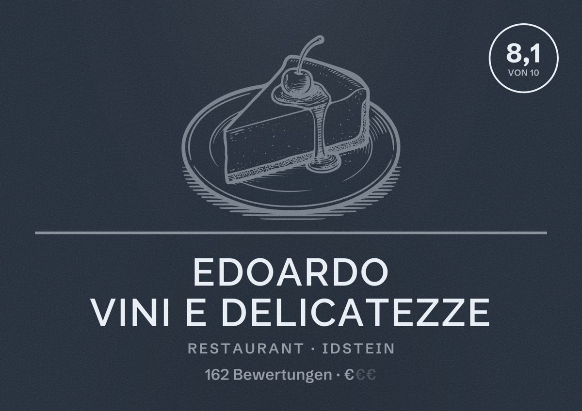 Illustriertes Poster von Edoardo Vini e Delicatezze, Restaurant in Idstein: Bewertung 8,1 von 10 aus 162 Bewertungen, Preisniveau €