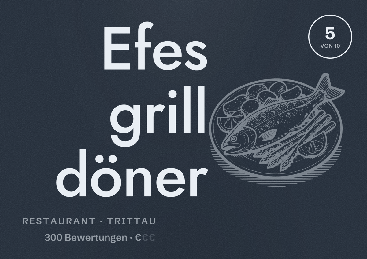 Illustriertes Poster von Efes grill döner, Restaurant in Trittau: Bewertung 5 von 10 aus 300 Bewertungen, Preisniveau €