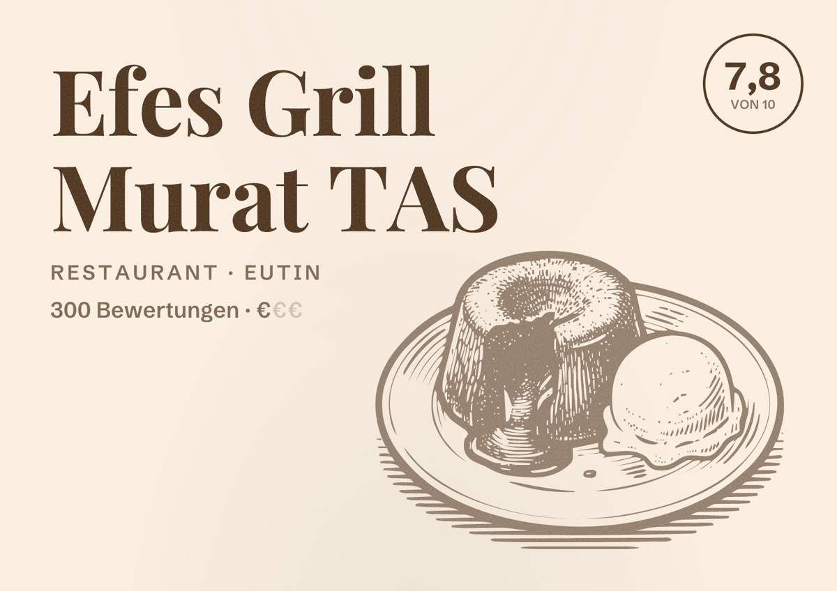 Illustriertes Poster von Efes Grill Murat TAS, Restaurant in Eutin: Bewertung 7,8 von 10 aus 300 Bewertungen, Preisniveau €