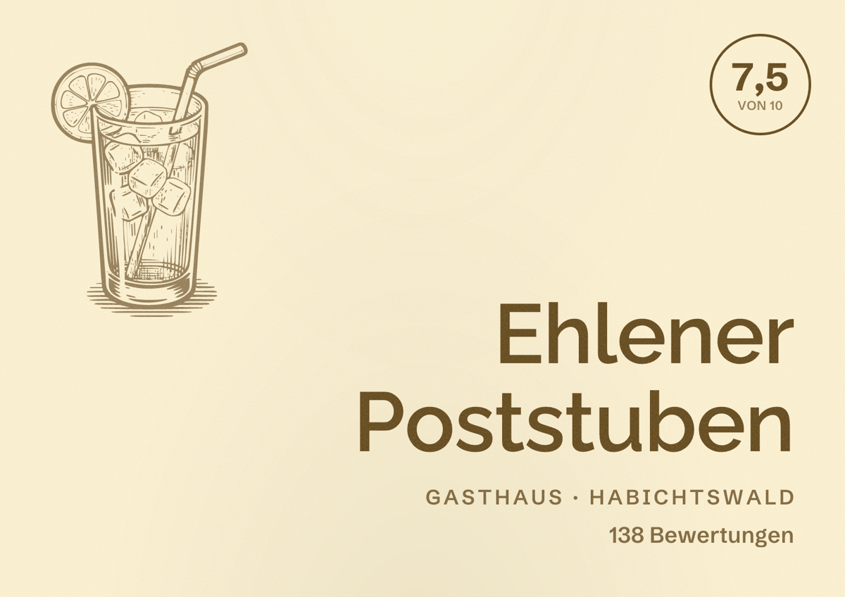 Illustriertes Poster von Ehlener Poststuben, Gasthaus in Habichtswald: Bewertung 7,5 von 10 aus 138 Bewertungen
