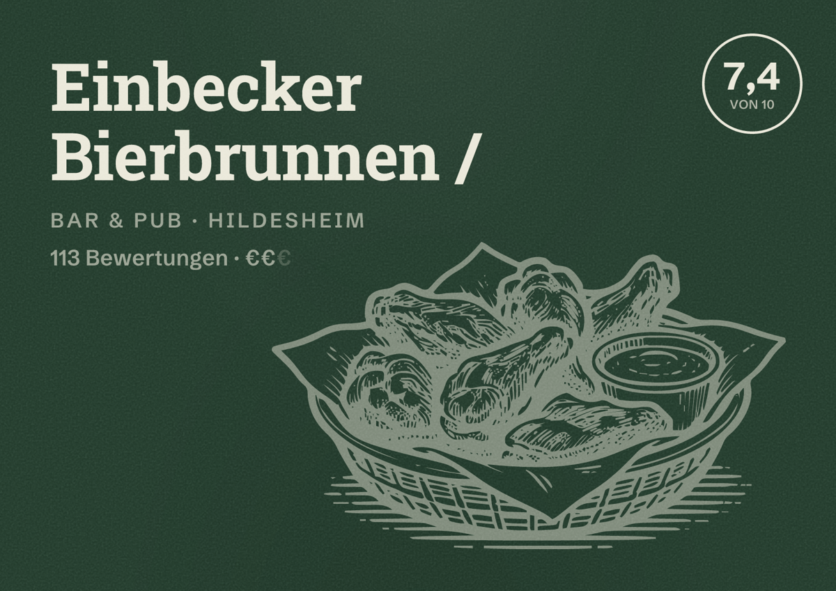 Illustriertes Poster von Einbecker Bierbrunnen /, Bar & Pub in Hildesheim: Bewertung 7,4 von 10 aus 113 Bewertungen, Preisniveau €€