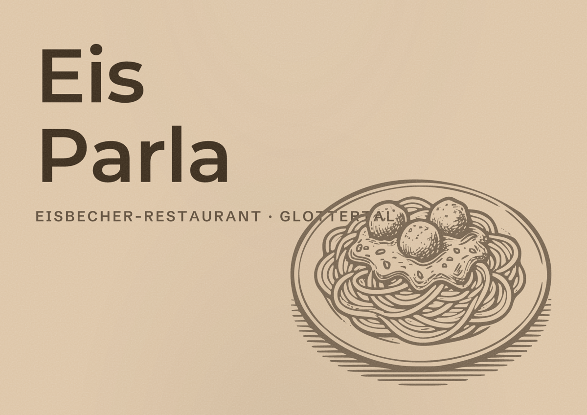 Illustriertes Poster von Eis Parla, Eisbecher-Restaurant in Glottertal