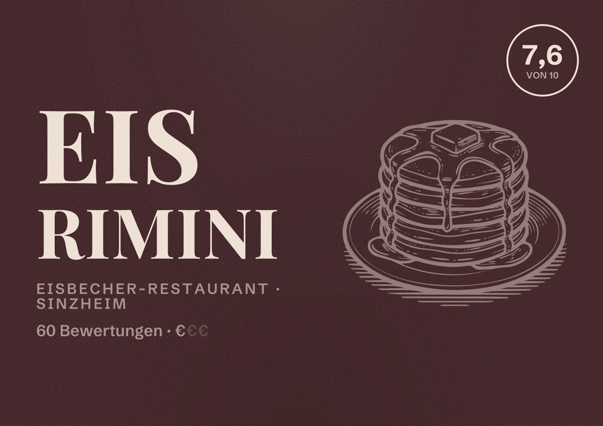 Illustriertes Poster von Eis Rimini, Eisbecher-Restaurant in Sinzheim: Bewertung 7,6 von 10 aus 60 Bewertungen, Preisniveau €