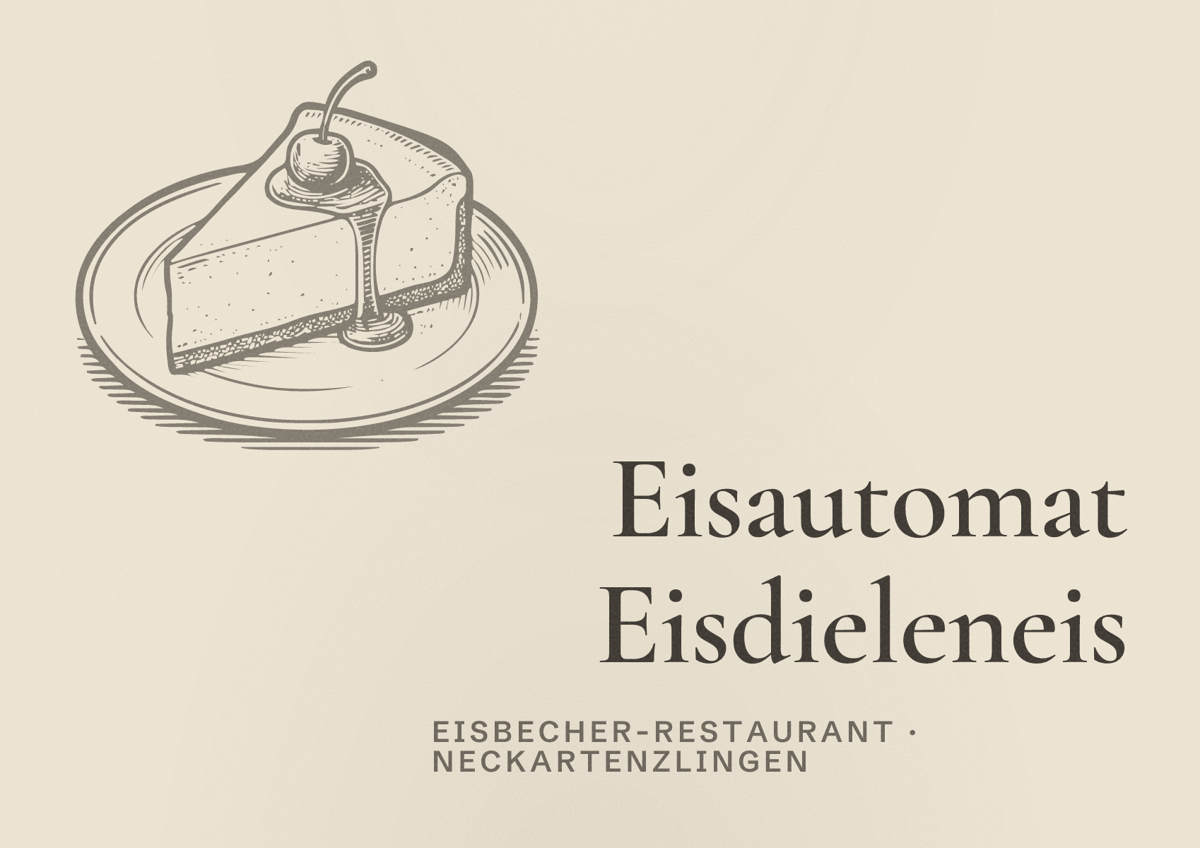 Illustriertes Poster von Eisautomat Eisdieleneis, Eisbecher-Restaurant in Neckartenzlingen