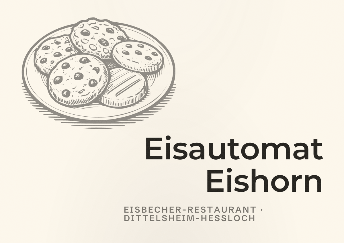 Illustriertes Poster von Eisautomat Eishorn, Eisbecher-Restaurant in Dittelsheim-Heßloch