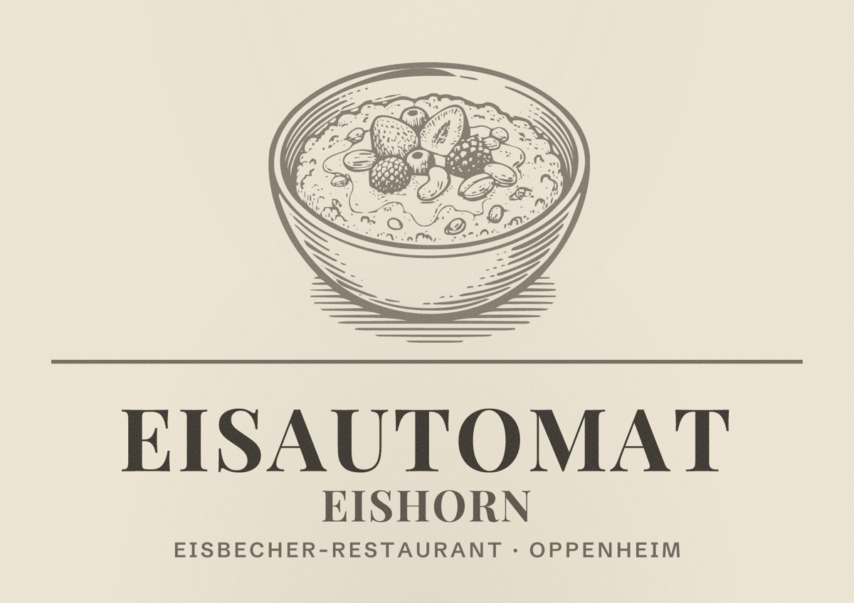 Illustriertes Poster von Eisautomat Eishorn, Eisbecher-Restaurant in Oppenheim