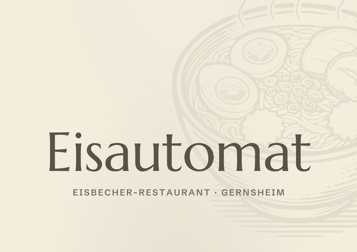 Illustriertes Poster von Eisautomat, Eisbecher-Restaurant in Gernsheim