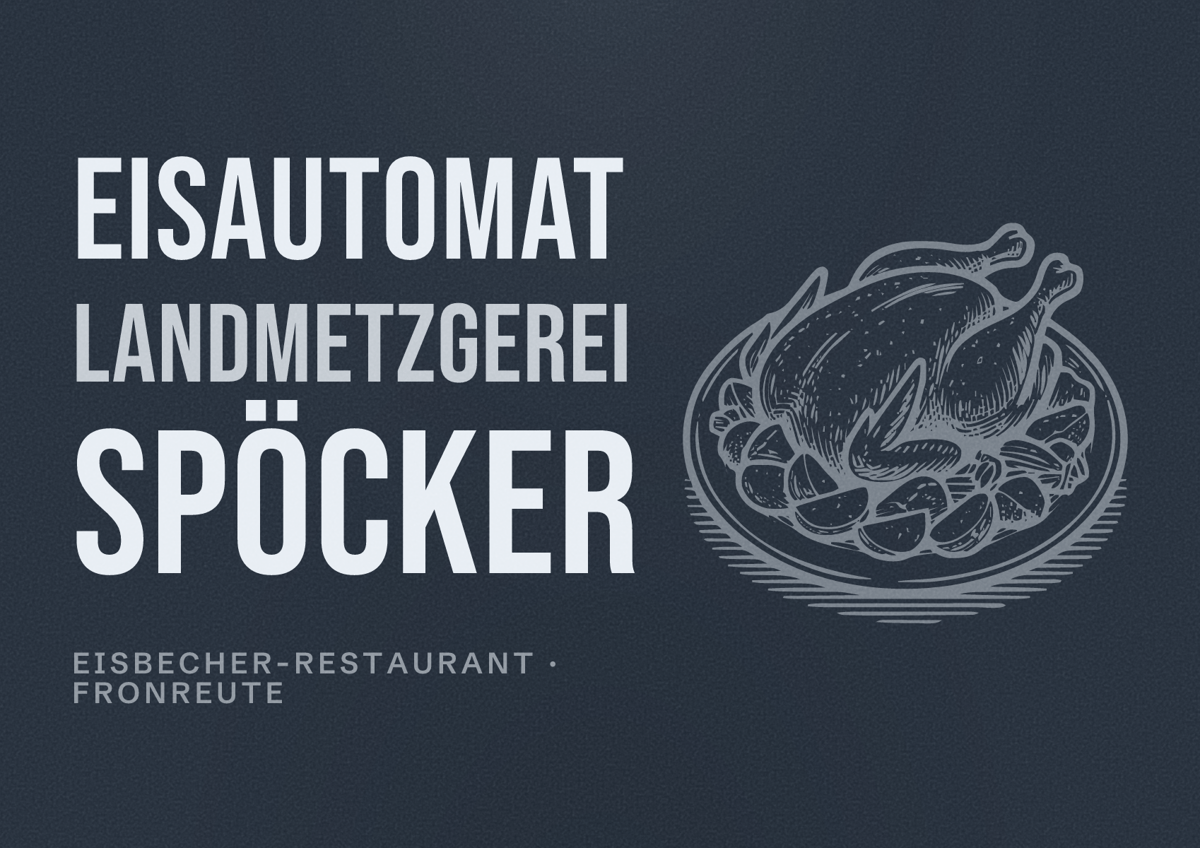 Illustriertes Poster von Eisautomat Landmetzgerei Spöcker, Eisbecher-Restaurant in Fronreute