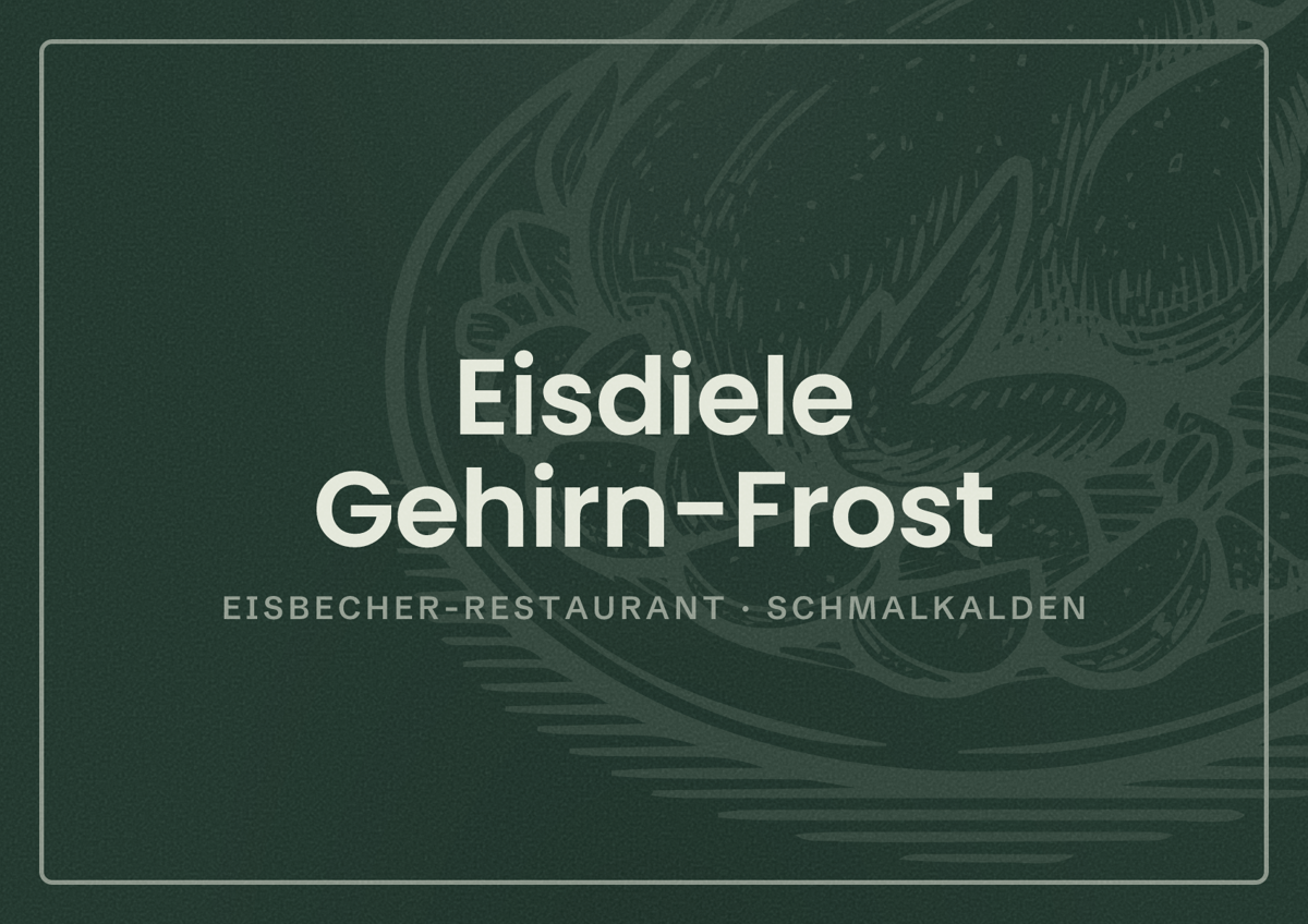 Illustriertes Poster von Eisdiele Gehirn-Frost, Eisbecher-Restaurant in Schmalkalden