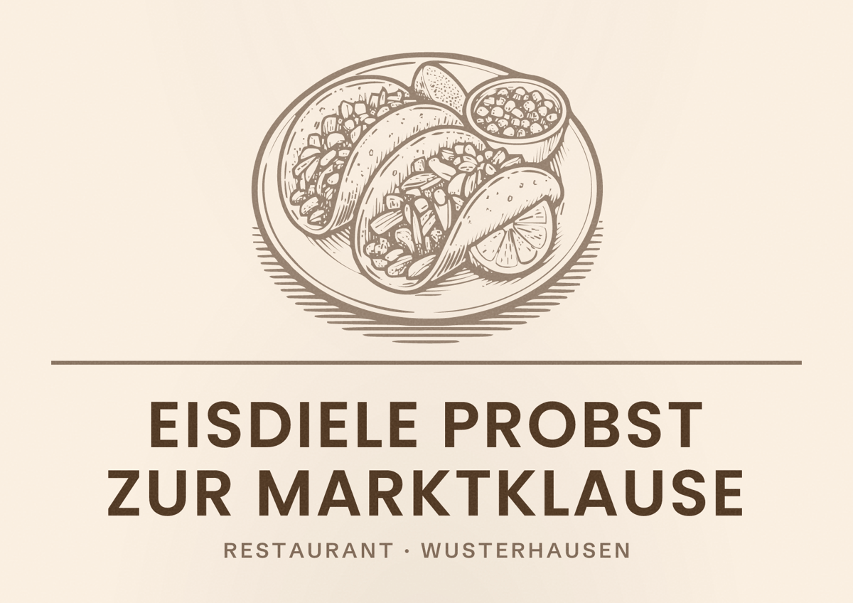 Illustriertes Poster von Eisdiele Probst zur Marktklause, Restaurant in Wusterhausen