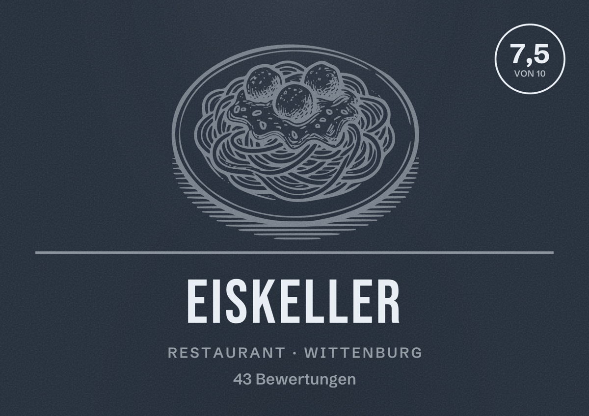 Illustriertes Poster von Eiskeller, Restaurant in Wittenburg: Bewertung 7,5 von 10 aus 43 Bewertungen