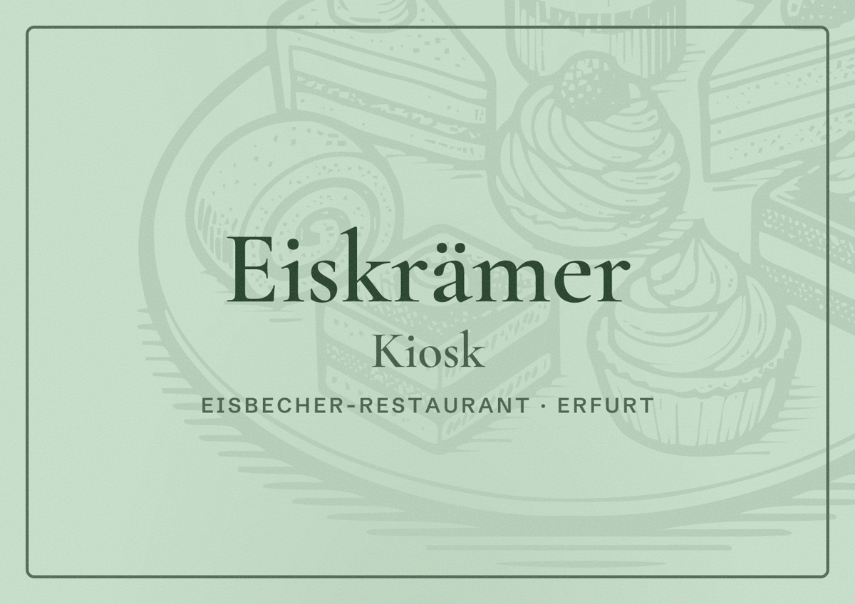 Illustriertes Poster von Eiskrämer Kiosk, Eisbecher-Restaurant in Erfurt