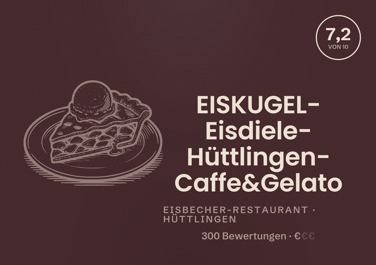 Illustriertes Poster von EISKUGEL- Eisdiele- Hüttlingen- Caffe&Gelato, Eisbecher-Restaurant in Hüttlingen: Bewertung 7,2 von 10 aus 300 Bewertungen, Preisniveau €