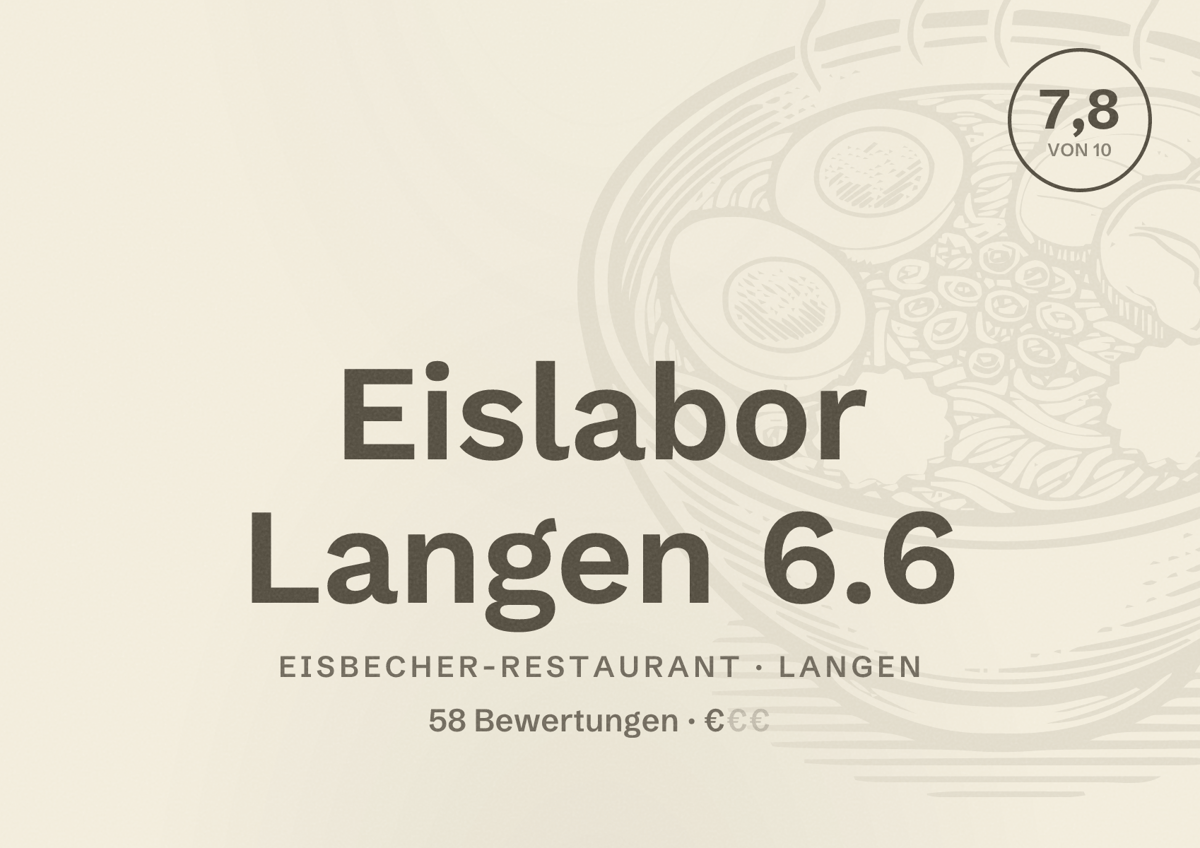 Illustriertes Poster von Eislabor Langen 6.6, Eisbecher-Restaurant in Langen: Bewertung 7,8 von 10 aus 58 Bewertungen, Preisniveau €