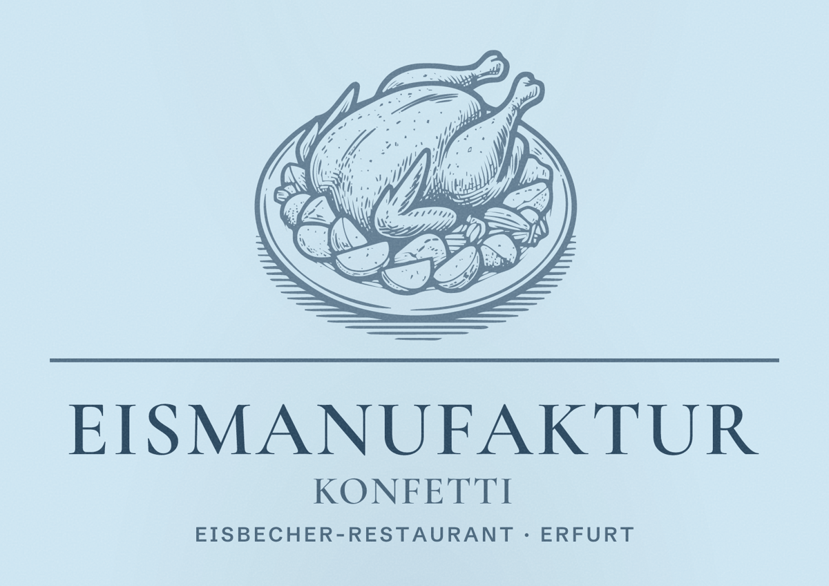 Illustriertes Poster von Eismanufaktur Konfetti, Eisbecher-Restaurant in Erfurt