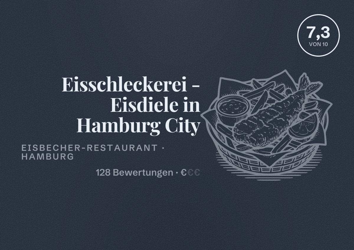 Illustriertes Poster von Eisschleckerei - Eisdiele in Hamburg City, Eisbecher-Restaurant in Hamburg: Bewertung 7,3 von 10 aus 128 Bewertungen, Preisniveau €