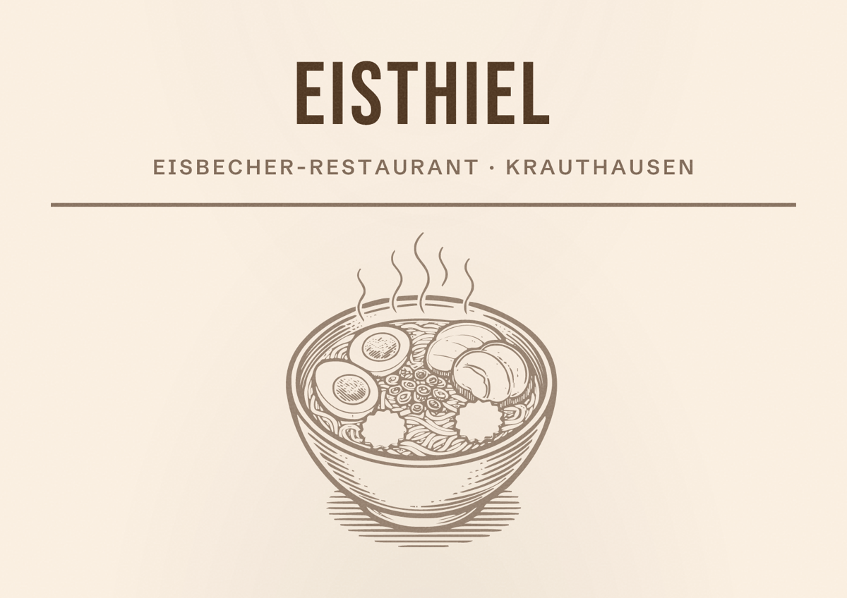 Illustriertes Poster von Eisthiel, Eisbecher-Restaurant in Krauthausen