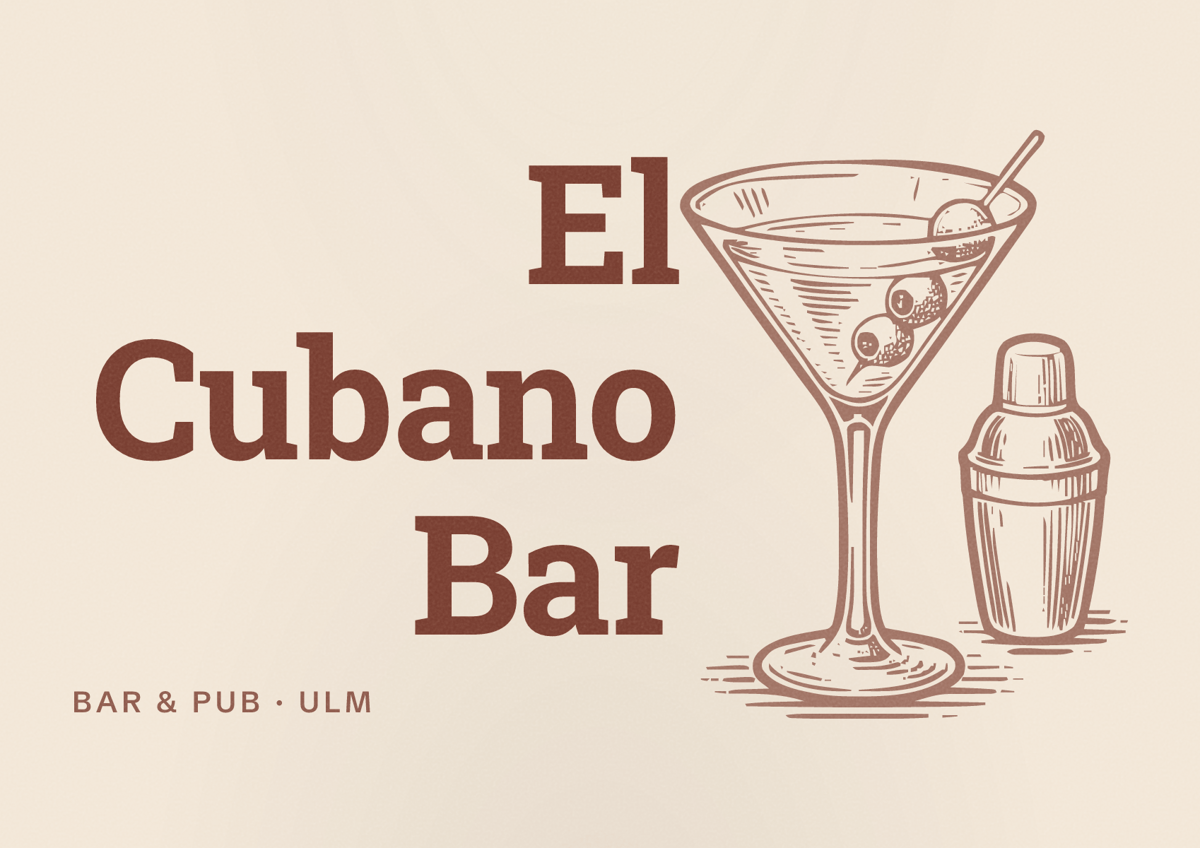 Illustriertes Poster von El Cubano Bar, Bar & Pub in Ulm