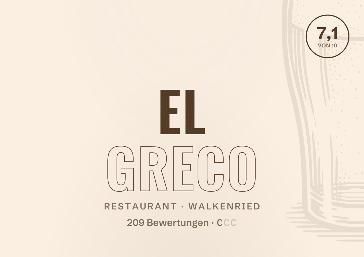 Illustriertes Poster von El Greco, Restaurant in Walkenried: Bewertung 7,1 von 10 aus 209 Bewertungen, Preisniveau €