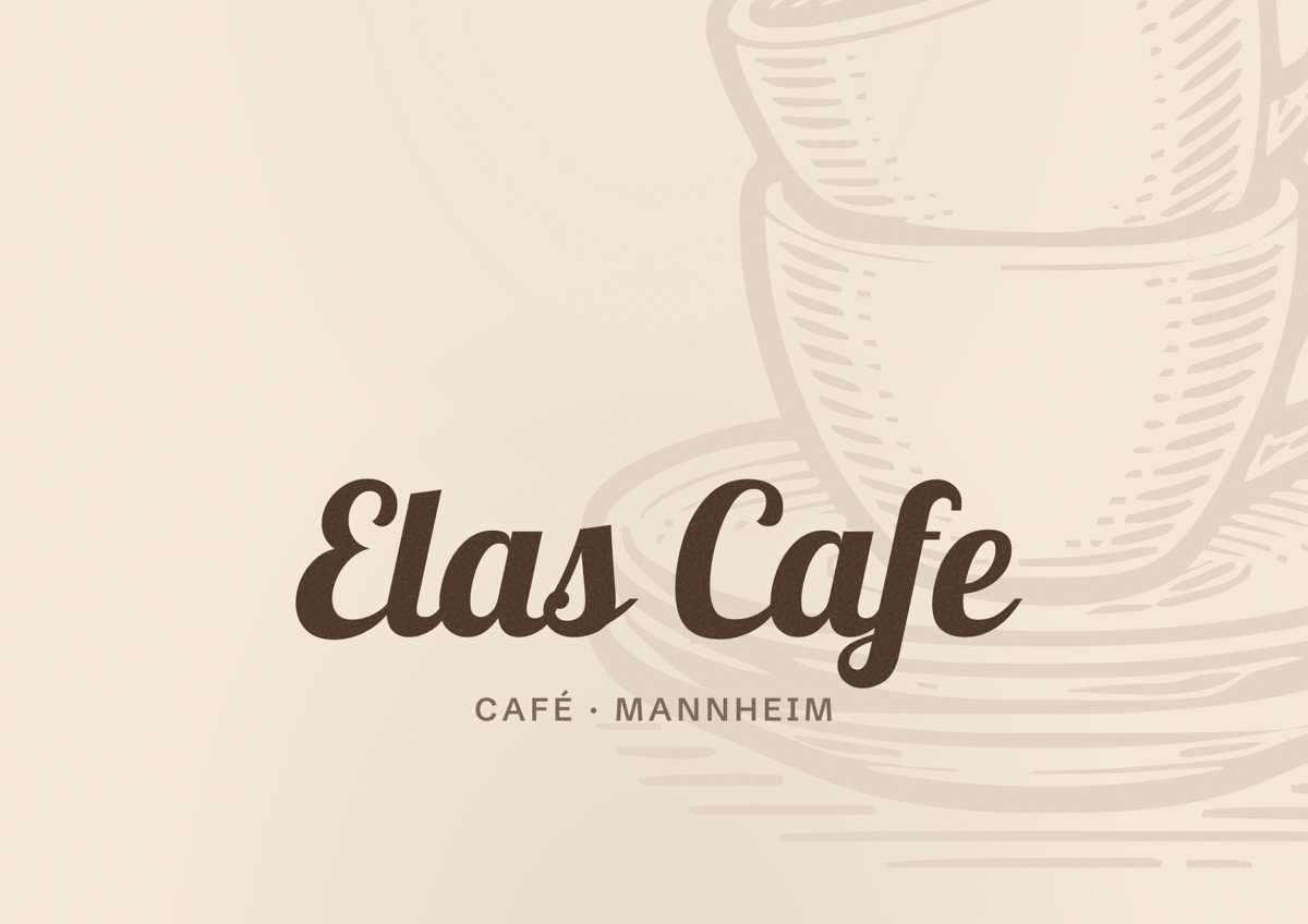 Illustriertes Poster von Elas Cafe, Café in Mannheim