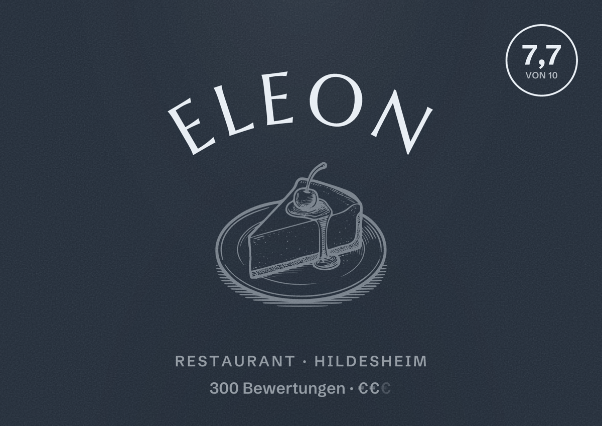 Illustriertes Poster von Eleon, Restaurant in Hildesheim: Bewertung 7,7 von 10 aus 300 Bewertungen, Preisniveau €€