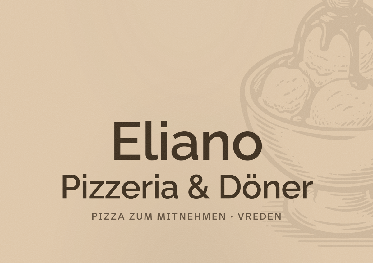 Illustriertes Poster von Eliano Pizzeria & Döner, Pizza zum Mitnehmen in Vreden