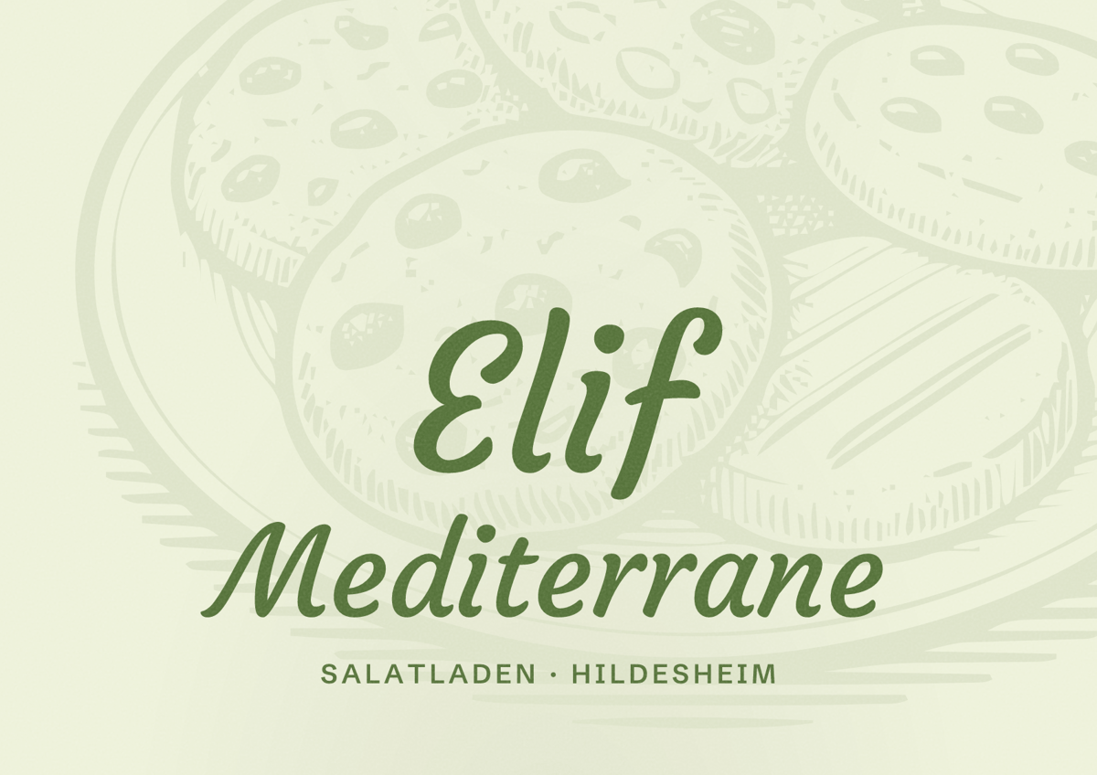 Illustriertes Poster von Elif Mediterrane, Salatladen in Hildesheim