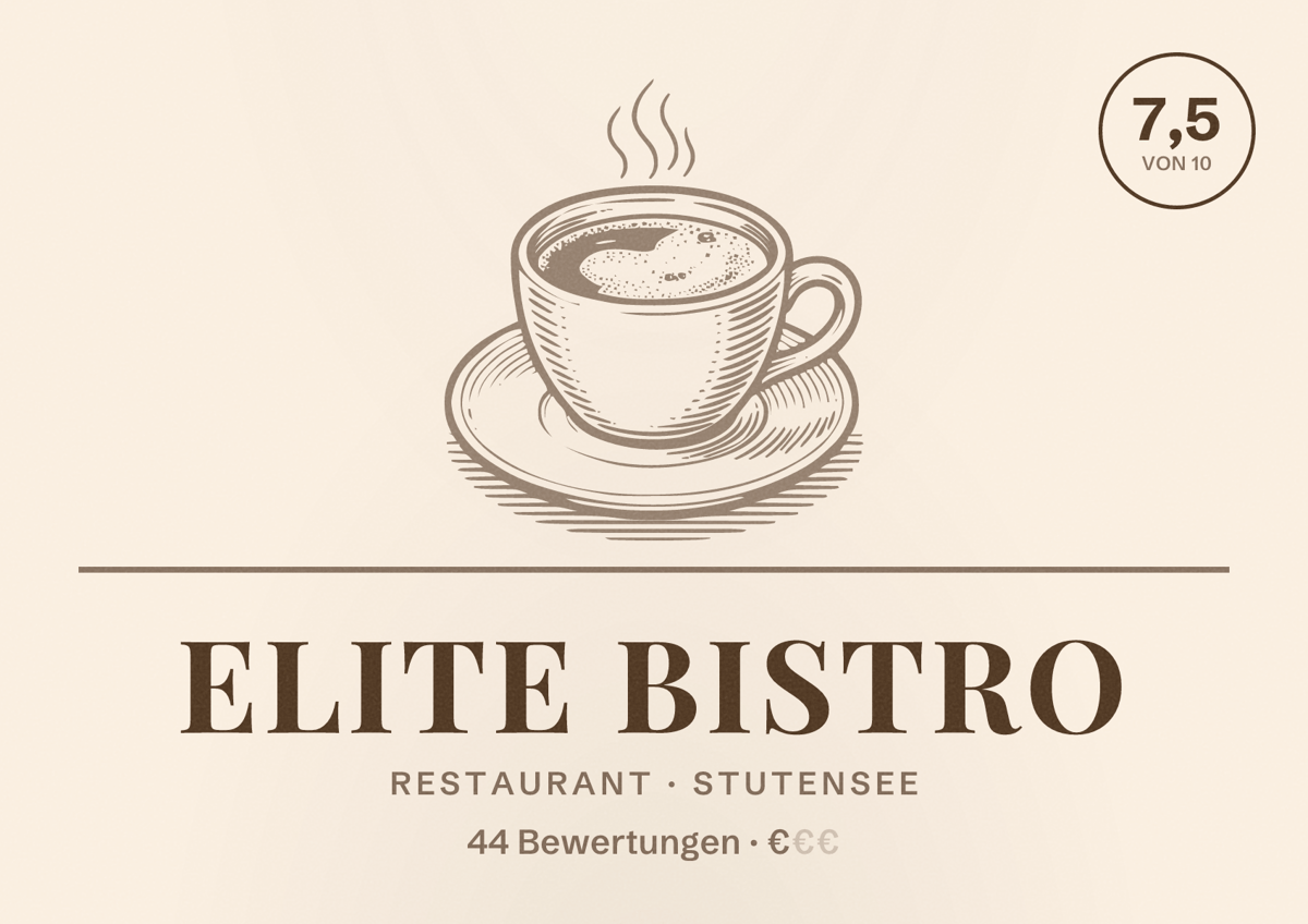 Illustriertes Poster von Elite Bistro, Restaurant in Stutensee: Bewertung 7,5 von 10 aus 44 Bewertungen, Preisniveau €