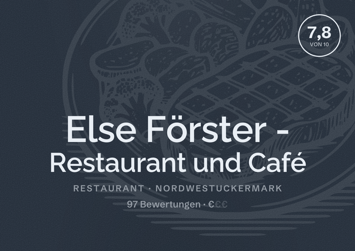Illustriertes Poster von Else Förster - Restaurant und Café, Restaurant in Nordwestuckermark: Bewertung 7,8 von 10 aus 97 Bewertungen, Preisniveau €