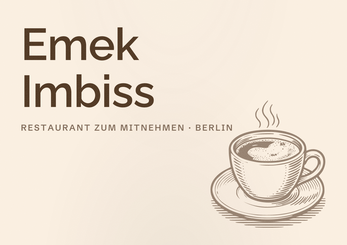 Illustriertes Poster von Emek Imbiss, Restaurant zum Mitnehmen in Berlin