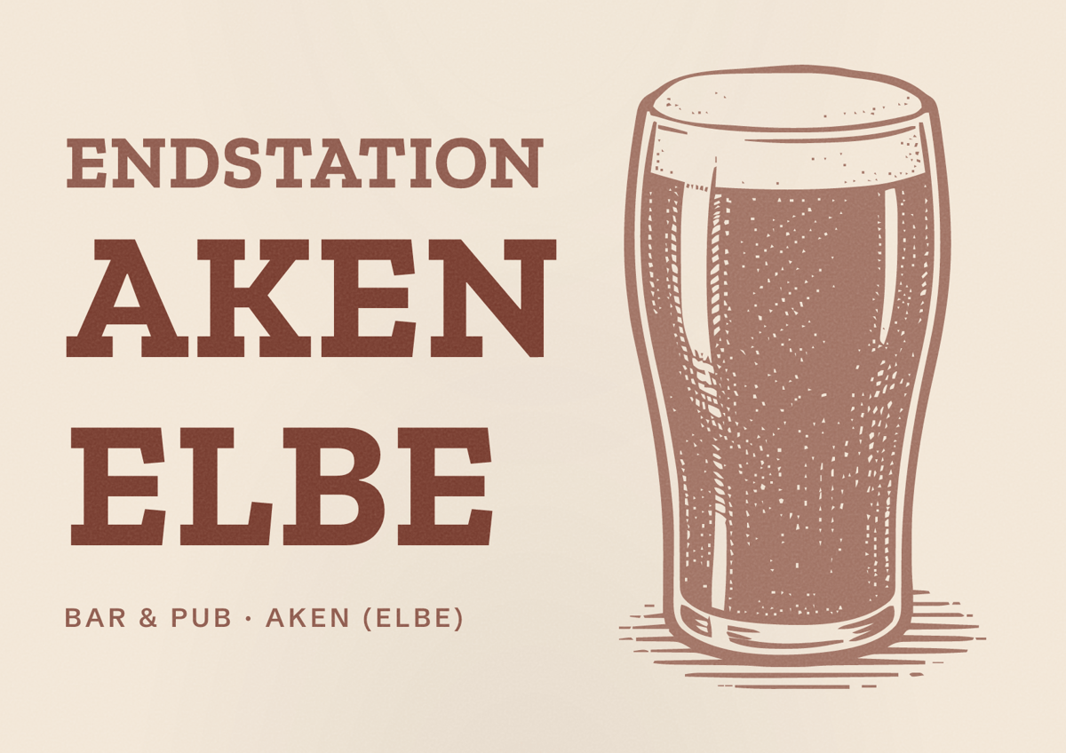 Illustriertes Poster von Endstation Aken Elbe, Bar & Pub in Aken (Elbe)