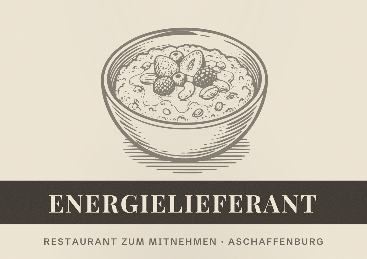 Illustriertes Poster von Energielieferant, Restaurant zum Mitnehmen in Aschaffenburg