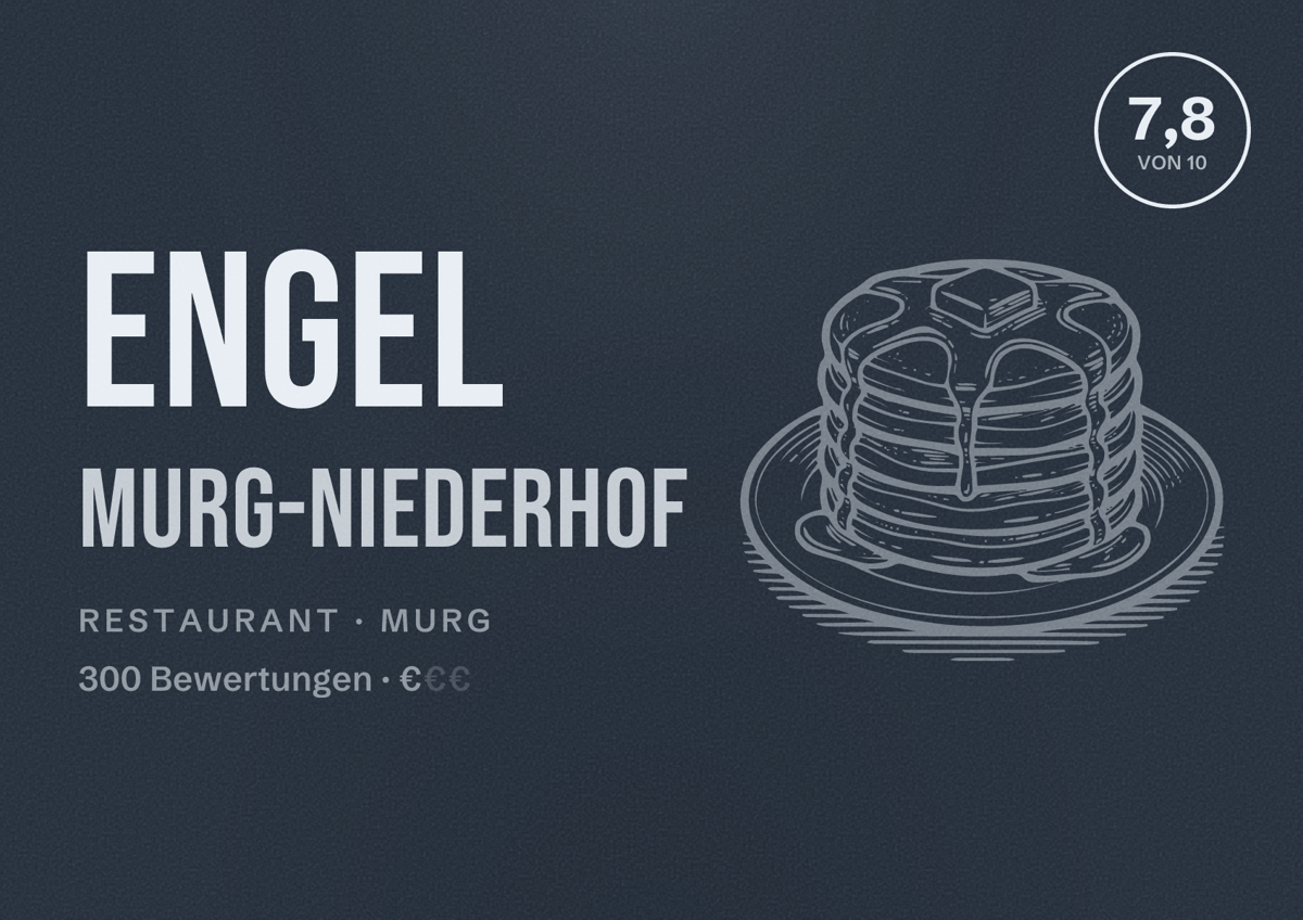 Illustriertes Poster von Engel Murg-Niederhof, Restaurant in Murg: Bewertung 7,8 von 10 aus 300 Bewertungen, Preisniveau €