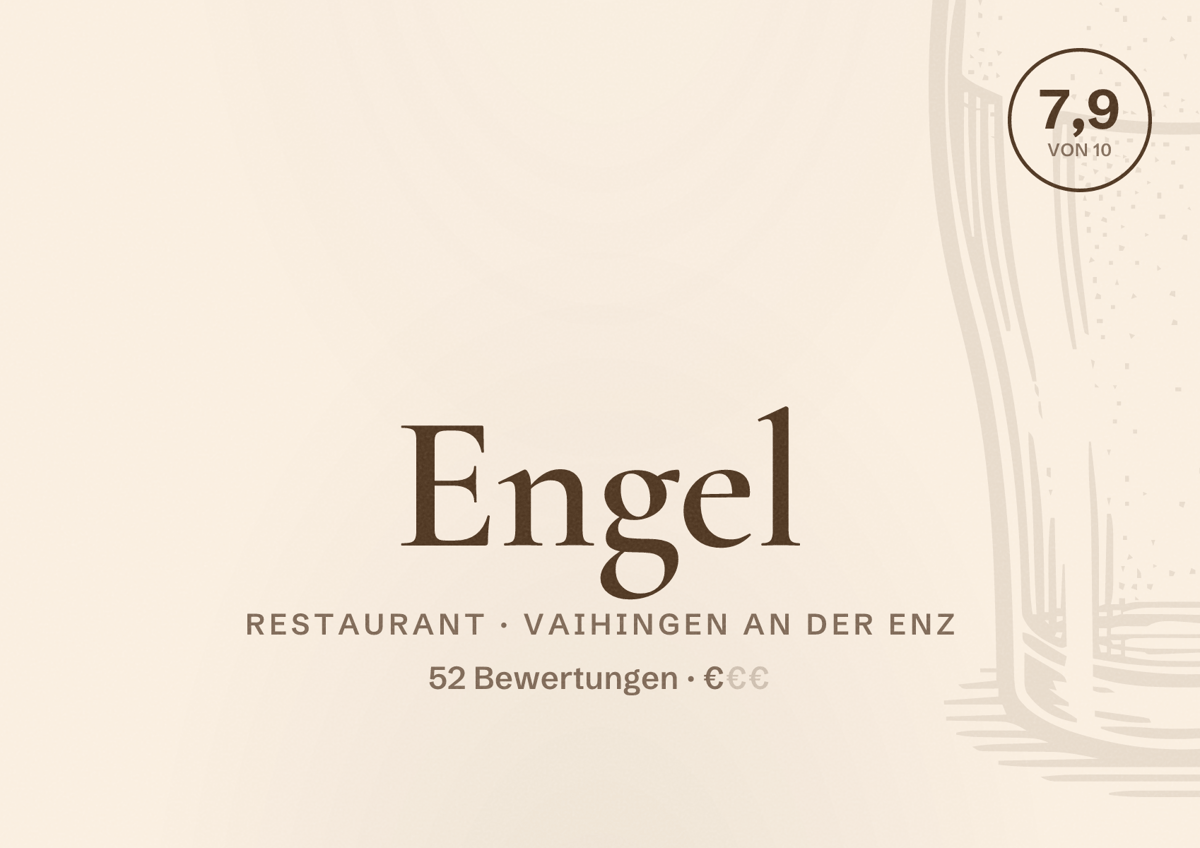 Illustriertes Poster von Engel, Restaurant in Vaihingen an der Enz: Bewertung 7,9 von 10 aus 52 Bewertungen, Preisniveau €