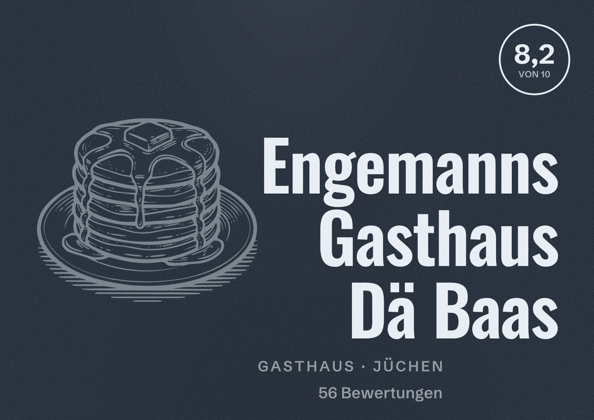 Illustriertes Poster von Engemanns Gasthaus Dä Baas, Gasthaus in Jüchen: Bewertung 8,2 von 10 aus 56 Bewertungen