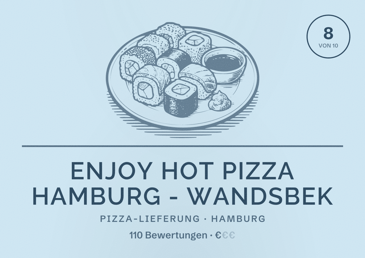 Illustriertes Poster von ENJOY hot PIZZA Hamburg - Wandsbek, Pizza-Lieferung in Hamburg: Bewertung 8,0 von 10 aus 110 Bewertungen, Preisniveau €