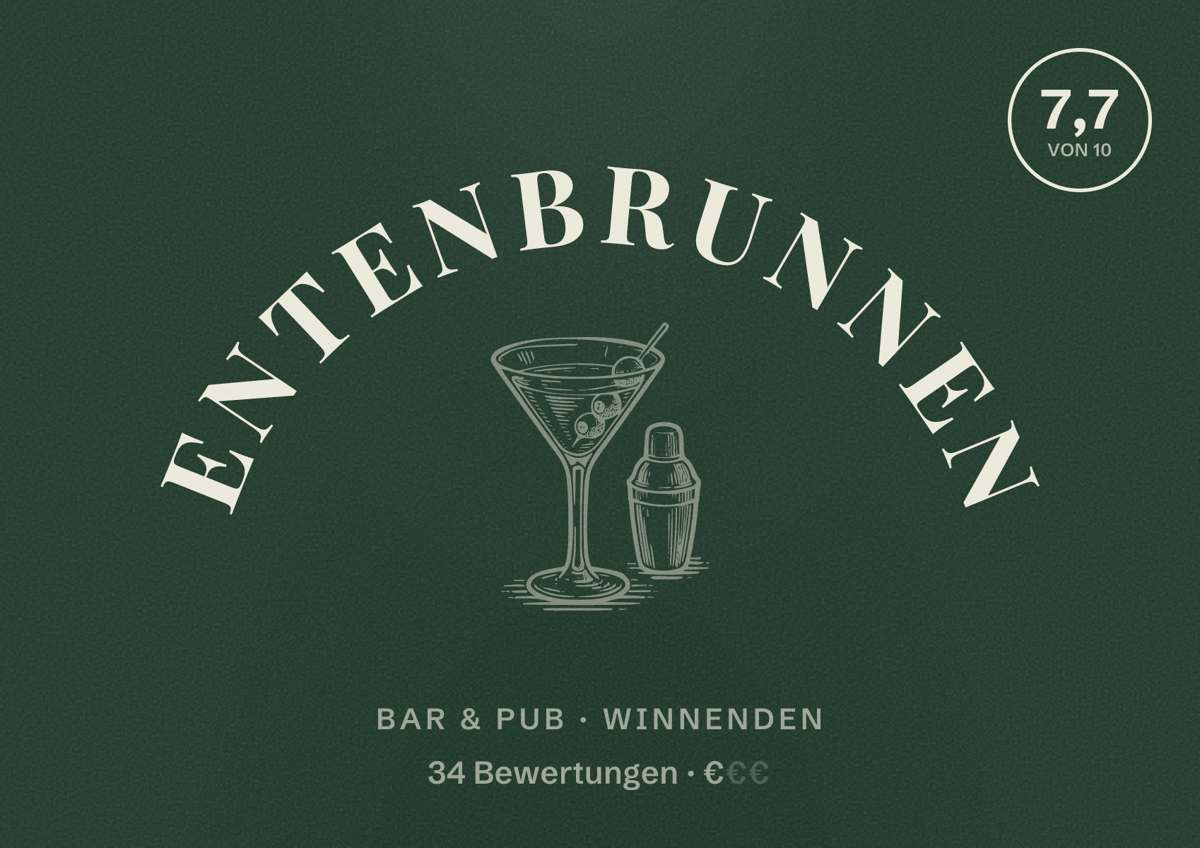 Illustriertes Poster von Entenbrunnen, Bar & Pub in Winnenden: Bewertung 7,7 von 10 aus 34 Bewertungen, Preisniveau €