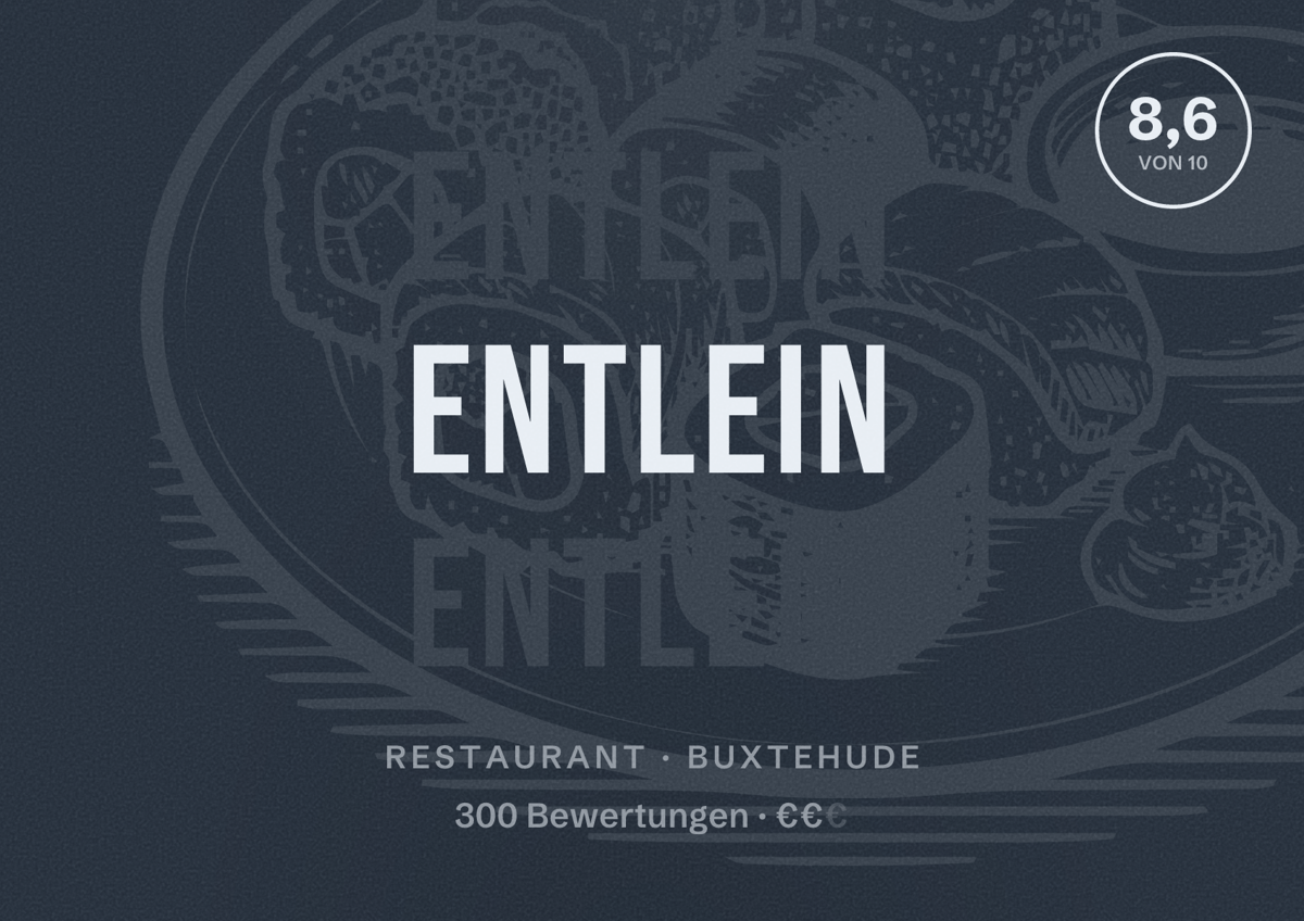 Illustriertes Poster von Entlein, Restaurant in Buxtehude: Bewertung 8,6 von 10 aus 300 Bewertungen, Preisniveau €€