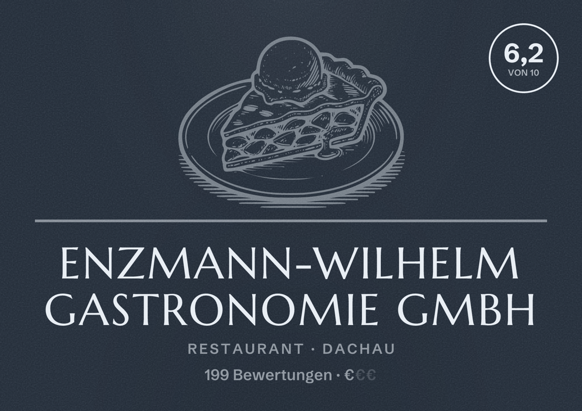 Illustriertes Poster von Enzmann-Wilhelm Gastronomie GmbH, Restaurant in Dachau: Bewertung 6,2 von 10 aus 199 Bewertungen, Preisniveau €