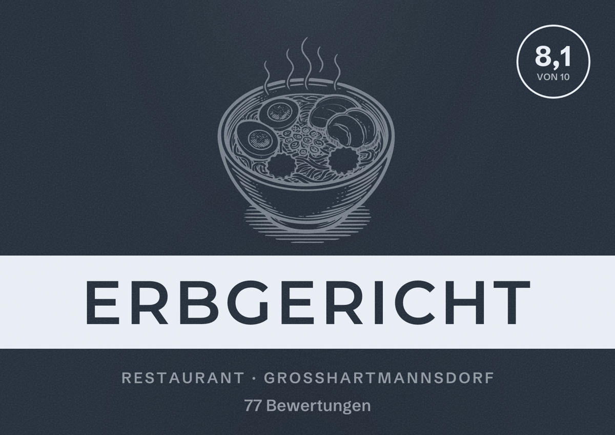 Illustriertes Poster von Erbgericht, Restaurant in Großhartmannsdorf: Bewertung 8,1 von 10 aus 77 Bewertungen