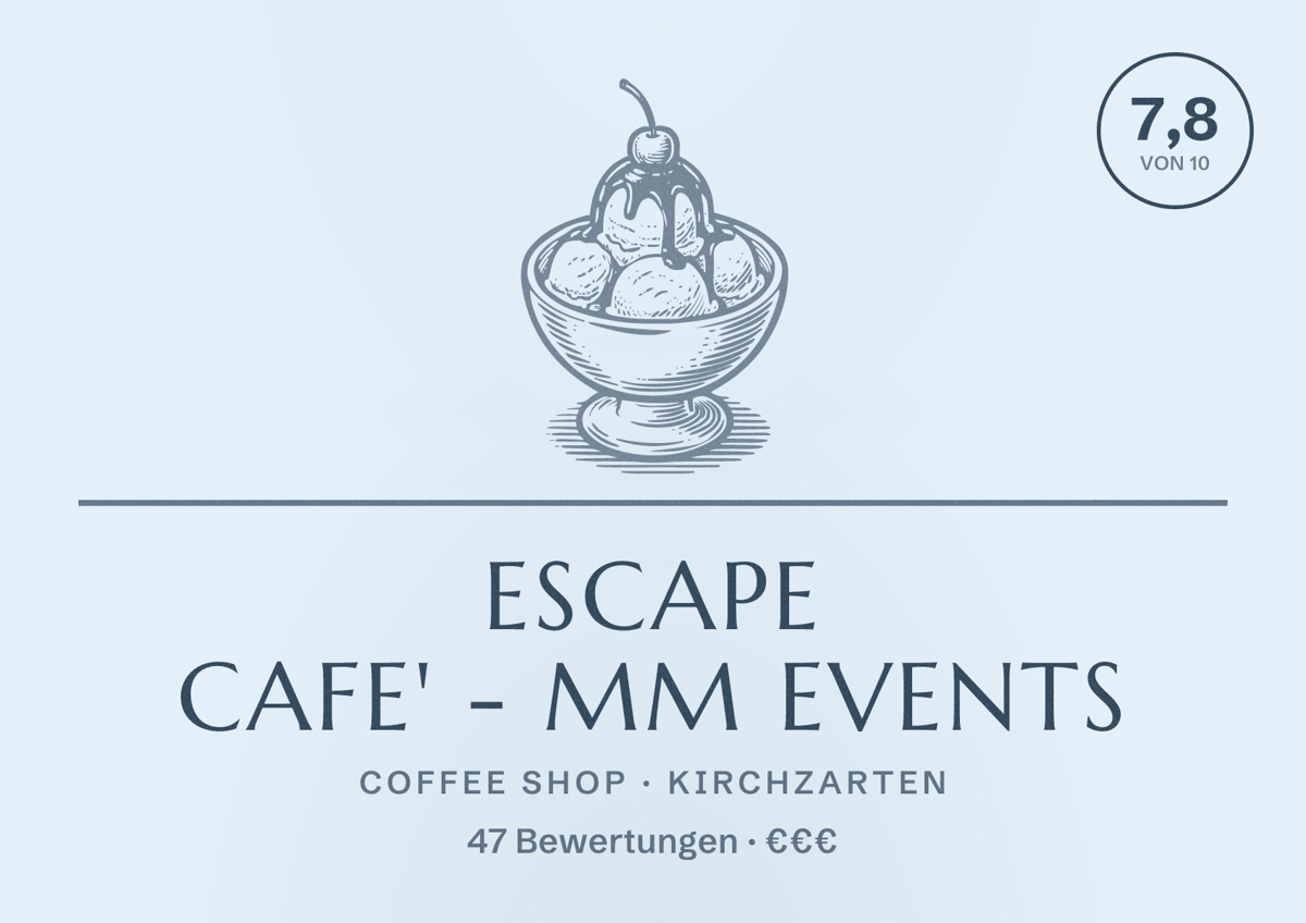 Illustriertes Poster von Escape Cafe' - MM Events, Coffee Shop in Kirchzarten: Bewertung 7,8 von 10 aus 47 Bewertungen, Preisniveau €€€