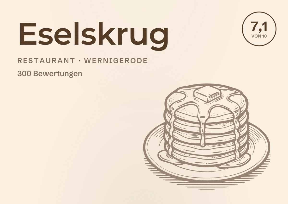 Illustriertes Poster von Eselskrug, Restaurant in Wernigerode: Bewertung 7,1 von 10 aus 300 Bewertungen