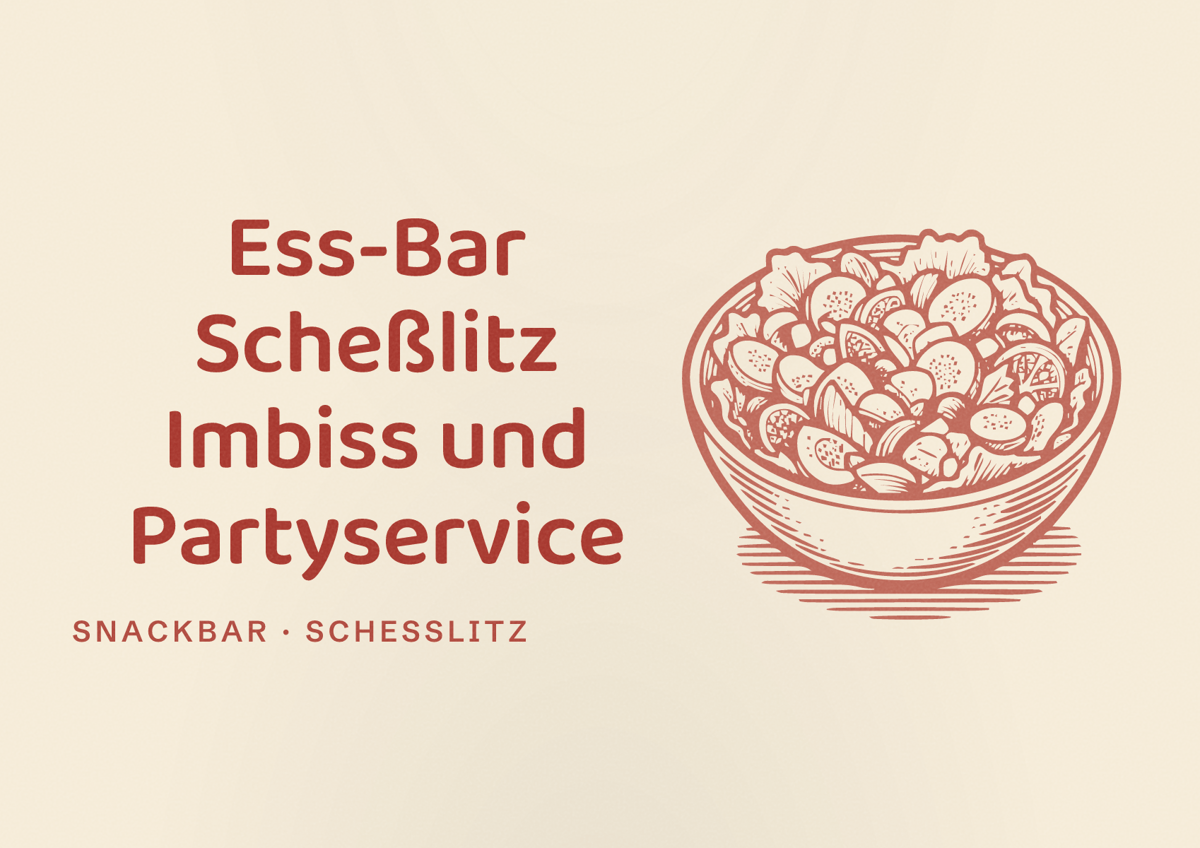 Illustriertes Poster von Ess-Bar Scheßlitz Imbiss und Partyservice, Snackbar in Scheßlitz