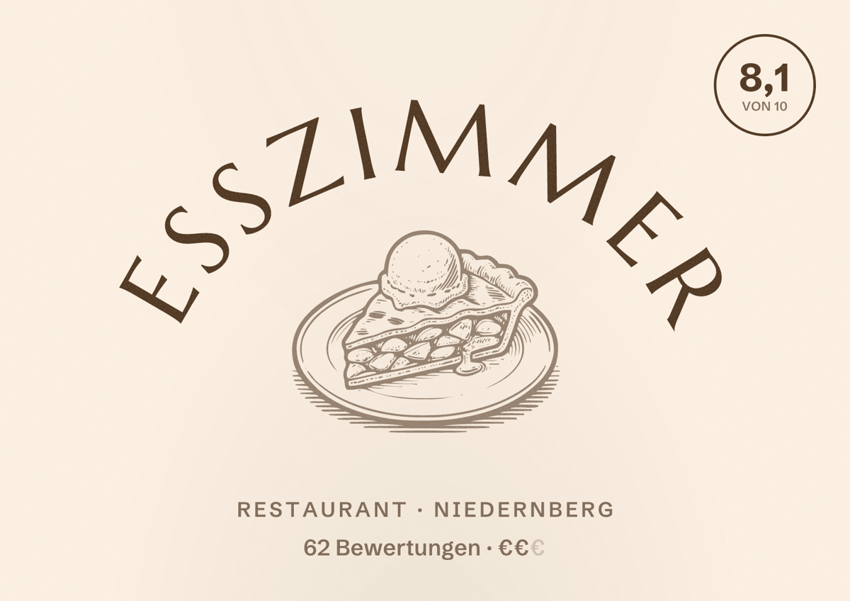Illustriertes Poster von Esszimmer, Restaurant in Niedernberg: Bewertung 8,1 von 10 aus 62 Bewertungen, Preisniveau €€