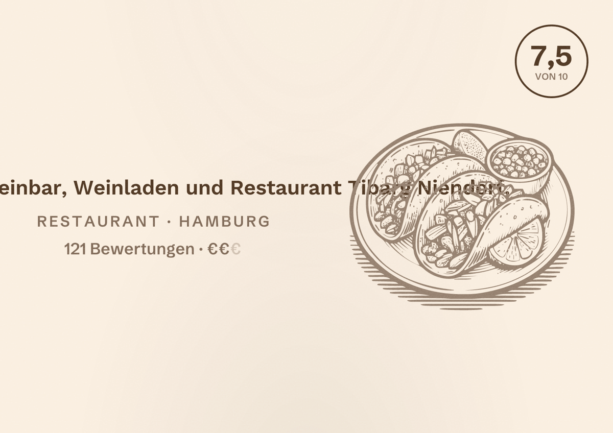 Illustriertes Poster von Estrilie — Weinbar, Weinladen und Restaurant Tibarg Niendorf., Restaurant in Hamburg: Bewertung 7,5 von 10 aus 121 Bewertungen, Preisniveau €€