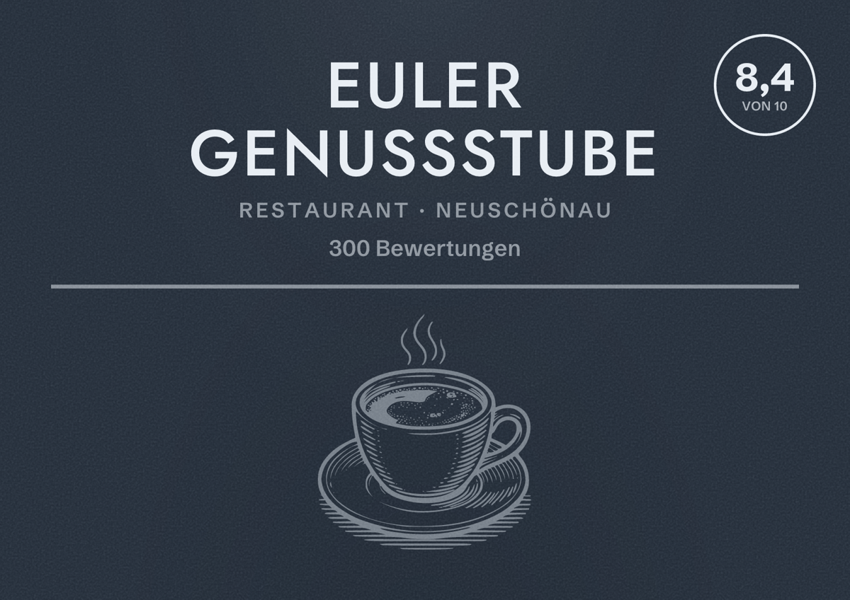Illustriertes Poster von Euler Genussstube, Restaurant in Neuschönau: Bewertung 8,4 von 10 aus 300 Bewertungen