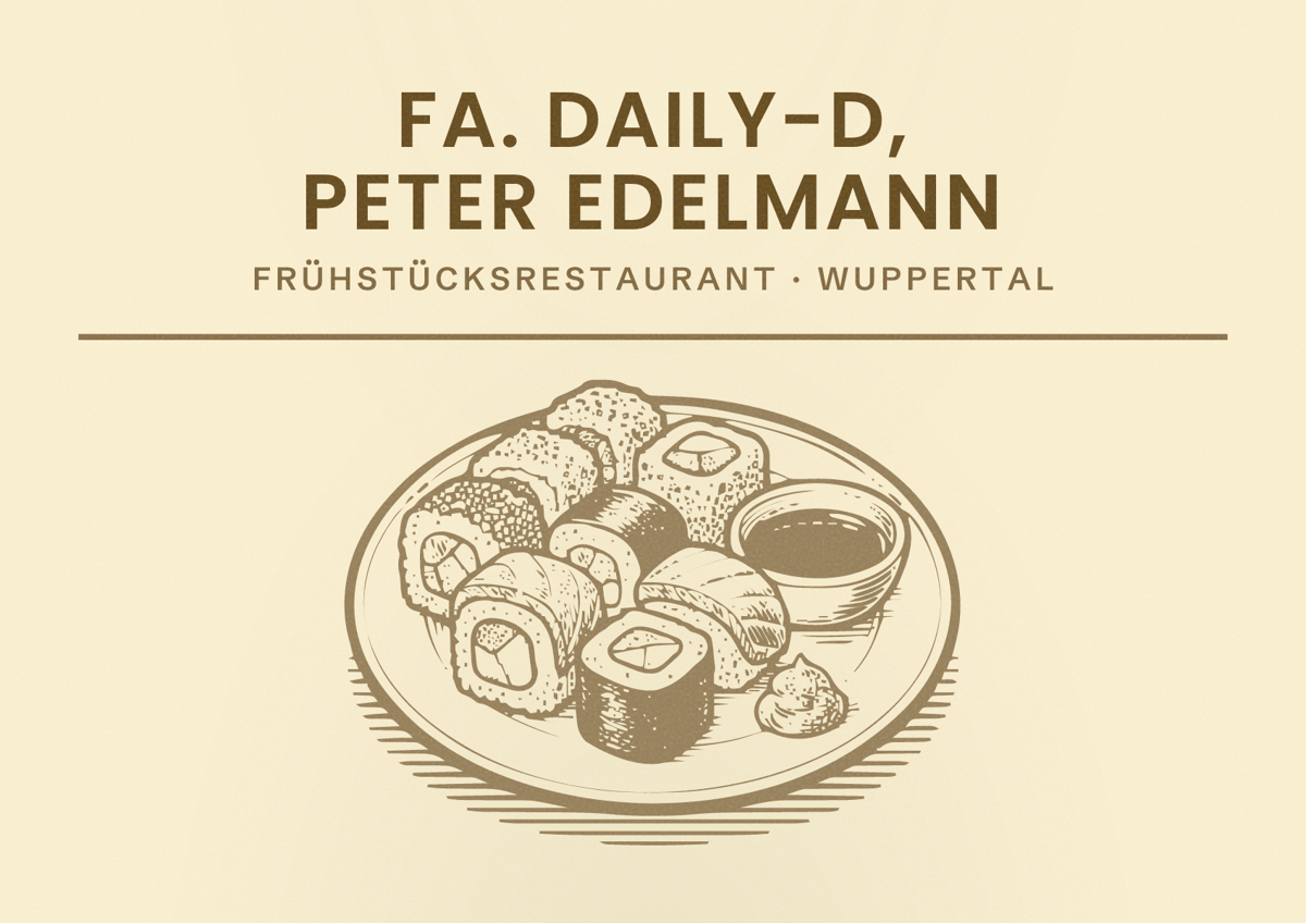 Illustriertes Poster von Fa. Daily-d, Peter Edelmann, Frühstücksrestaurant in Wuppertal